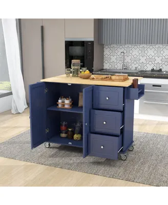 Simplie Fun Rolling Mobile Kitchen Island with Solid Wood Top & Locking Wheels, 52.7" Width, Storage, Drop Leaf & More