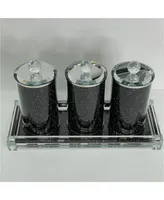 Simplie Fun Exquisite Three Glass Canister With Tray In Gift Box