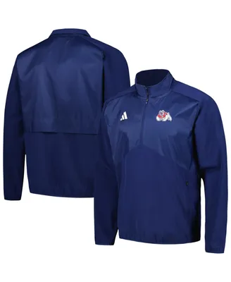 Men's adidas Navy Fresno State Bulldogs Sideline Aeroready Raglan Quarter-Zip Jacket