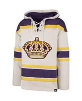 Men's '47 Brand Oatmeal Los Angeles Kings Rockaway Lacer Pullover Hoodie