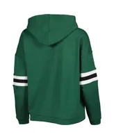 Women's Pressbox Green Distressed Michigan State Spartans Super Pennant Pullover Hoodie