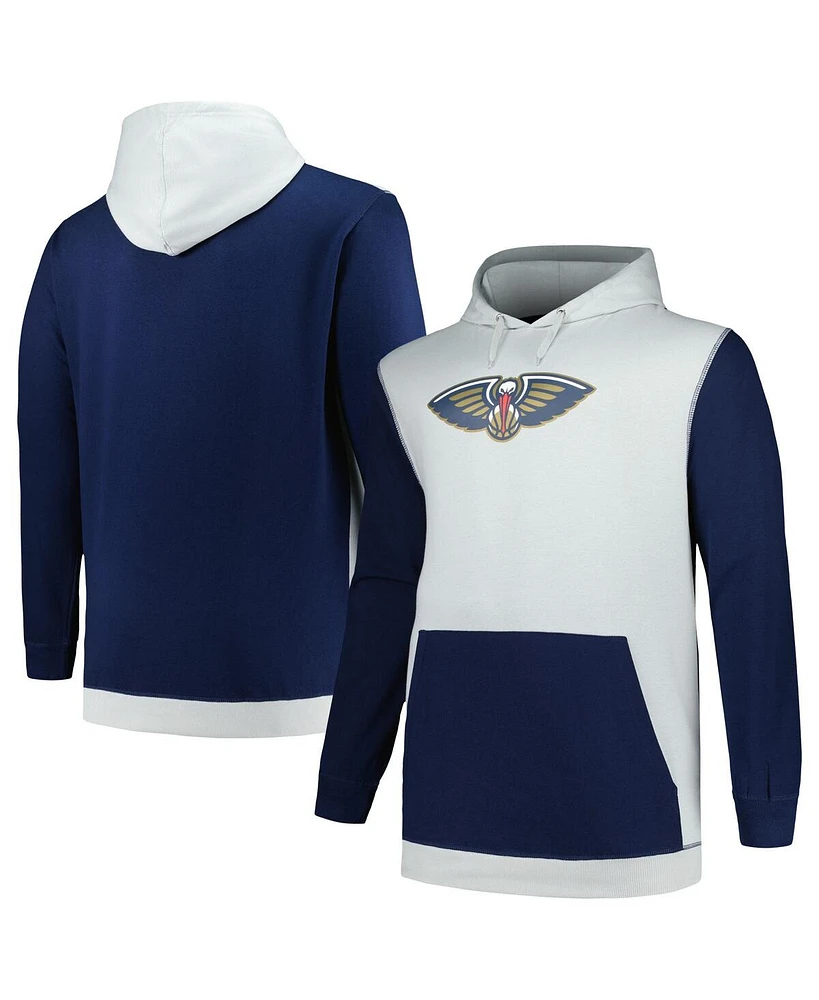 Men's Fanatics Navy, Silver New Orleans Pelicans Big and Tall Primary Arctic Pullover Hoodie
