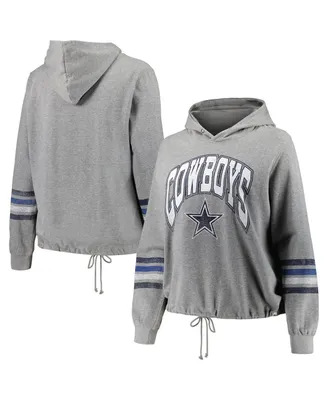 Women's '47 Brand Heather Gray Distressed Dallas Cowboys Plus Upland Bennett Pullover Hoodie