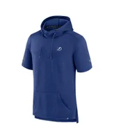 Men's Fanatics Heather Blue Tampa Bay Lightning Authentic Pro Short Sleeve Pullover Hoodie