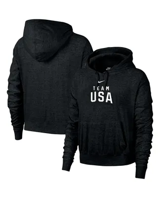 Women's Nike Black Distressed Team Usa Paris 2024 Olympics Gym Vintage-Like Pullover Hoodie