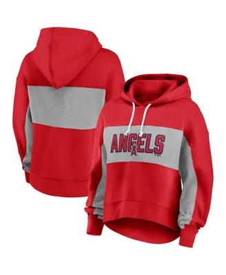 Women's Fanatics Red Los Angeles Angels Filled Stat Sheet Pullover Hoodie