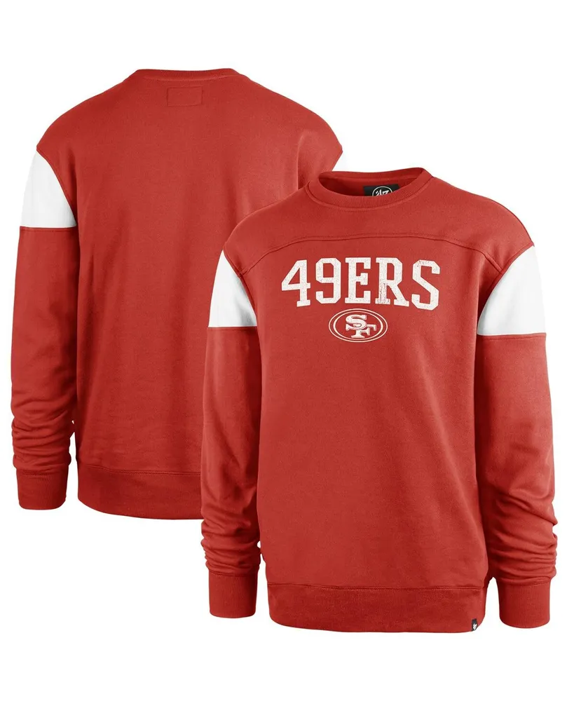 Men's '47 Brand Red Distressed San Francisco 49ers Groundbreaker Onset Pullover Sweatshirt