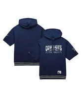 Men's Mitchell & Ness Navy Dallas Cowboys Pre-Game Short Sleeve Pullover Hoodie