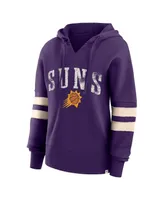 Women's Fanatics Purple Distressed Phoenix Suns Bold Move Dolman V-Neck Pullover Hoodie