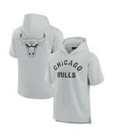 Men's and Women's Fanatics Signature Gray Chicago Bulls Super Soft Fleece Short Sleeve Pullover Hoodie