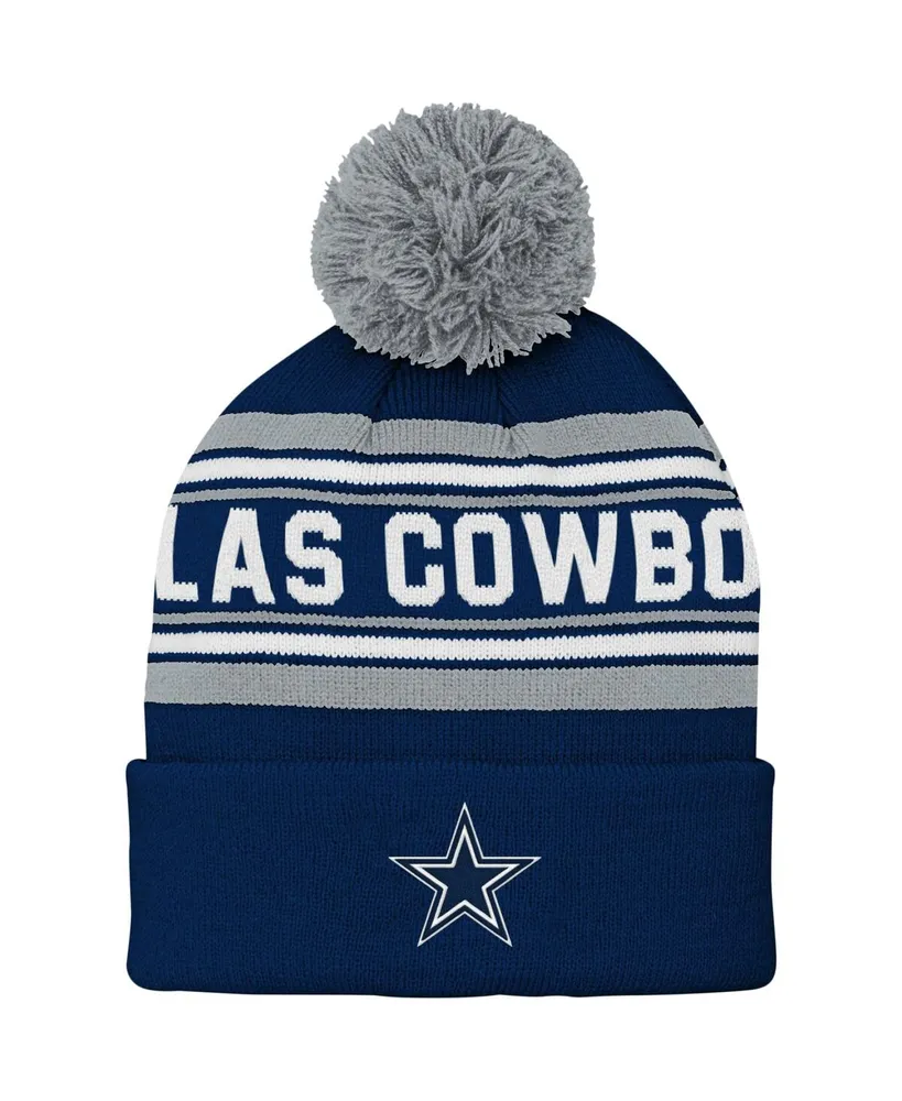 Youth Boys and Girls Navy Dallas Cowboys Jacquard Cuffed Knit Hat with Pom