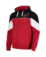 Men's Starter Cardinal, Black Arizona Cardinals Running Back Full-Zip Hoodie