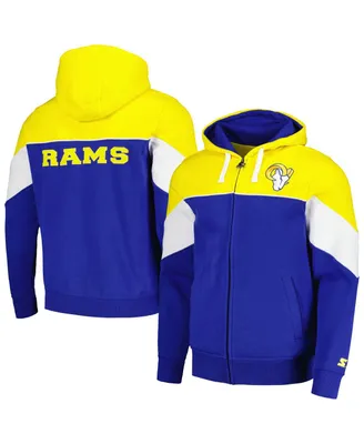 Men's Starter Royal, Gold Los Angeles Rams Running Back Full-Zip Hoodie