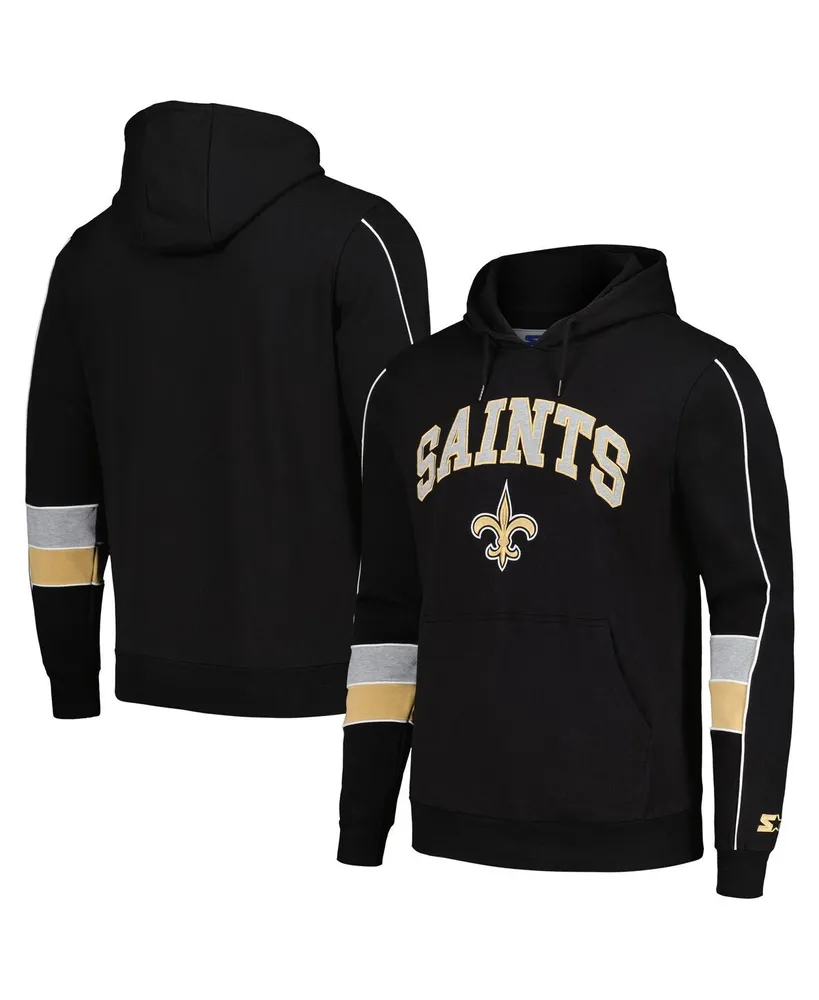 Men's Starter Black New Orleans Saints Captain Pullover Hoodie