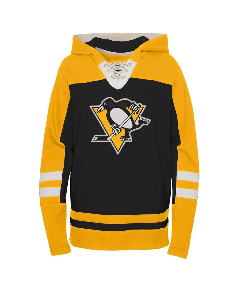 Big Boys Black Pittsburgh Penguins Ageless Revisited Lace-Up V-Neck Pullover Hoodie