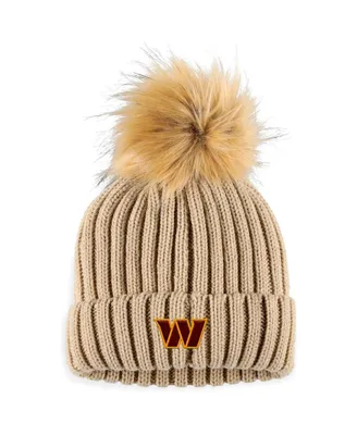Women's Wear by Erin Andrews Natural Washington Commanders Neutral Cuffed Knit Hat with Pom