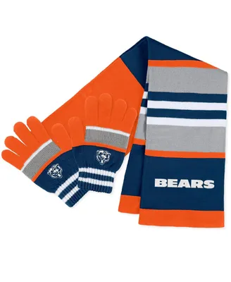 Women's Wear by Erin Andrews Chicago Bears Stripe Glove and Scarf Set