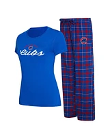 Women's Concepts Sport Royal, Red Chicago Cubs Arctic T-shirt and Flannel Pants Sleep Set