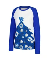 Women's Concepts Sport Royal Kentucky Wildcats Tinsel Ugly Sweater Long Sleeve T-shirt and Pants Sleep Set