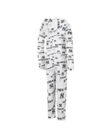 Women's Concepts Sport White New York Yankees Docket Microfleece Union Hooded Zippered Onesie