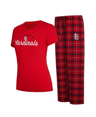 Women's Concepts Sport Red, Navy St. Louis Cardinals Arctic T-shirt and Flannel Pants Sleep Set