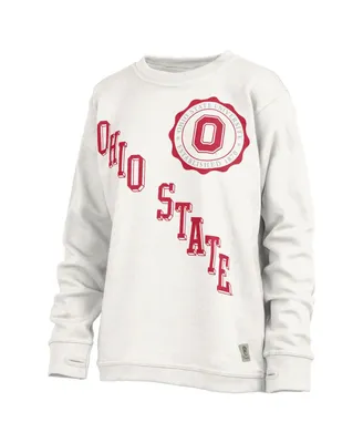 Women's Pressbox White Ohio State Buckeyes Shoreline Sundown Pullover Sweatshirt