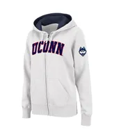 Women's Colosseum White UConn Huskies Arched Name Full-Zip Hoodie