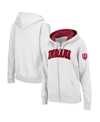 Women's Colosseum White Indiana Hoosiers Arched Name Full-Zip Hoodie