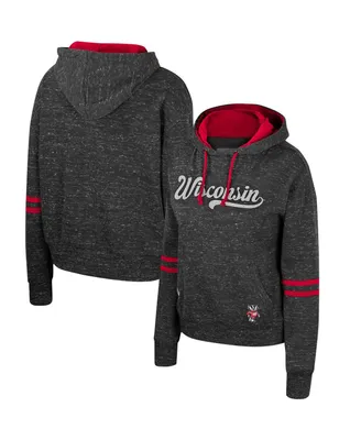 Women's Colosseum Charcoal Wisconsin Badgers Catherine Speckle Pullover Hoodie