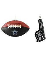 The Memory Company Dallas Cowboys Football and Foam Finger Ornament Two-Pack