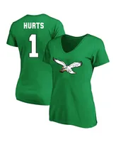 Women's Fanatics Jalen Hurts Kelly Green Philadelphia Eagles Plus Throwback Player Name and Number V-Neck T-shirt