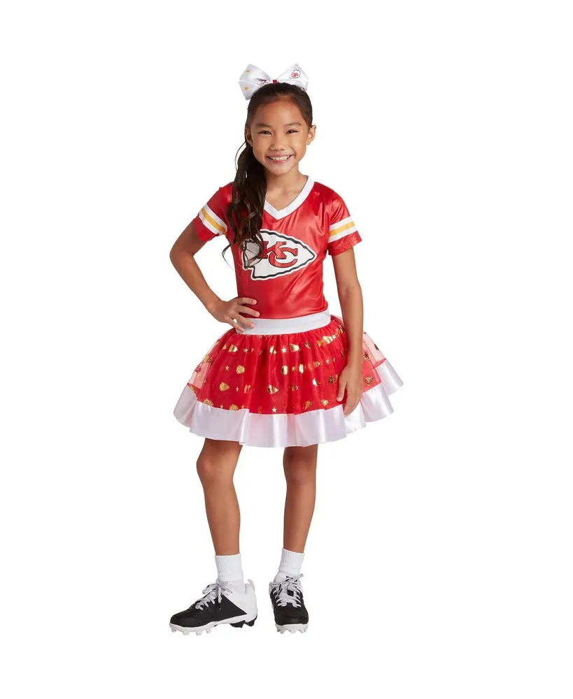 Big Girls Red Kansas City Chiefs Tutu Tailgate Game Day V-Neck Costume