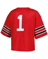Women's Established & Co. #1 Scarlet Ohio State Buckeyes Fashion Boxy Cropped Football Jersey