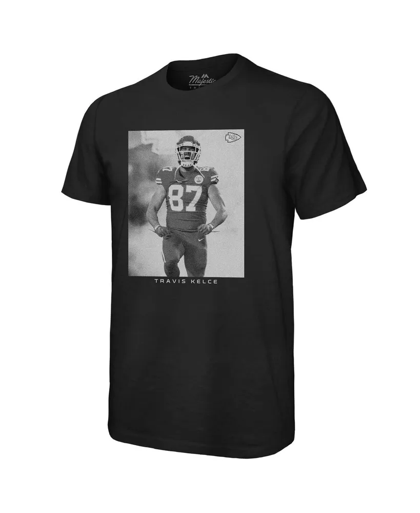 Men's Majestic Threads Travis Kelce Black Kansas City Chiefs Player Graphic Oversized T-shirt