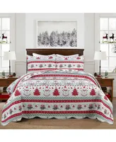 MarCielo 3 Pcs Winter Christmas Quilt Bedspread Set