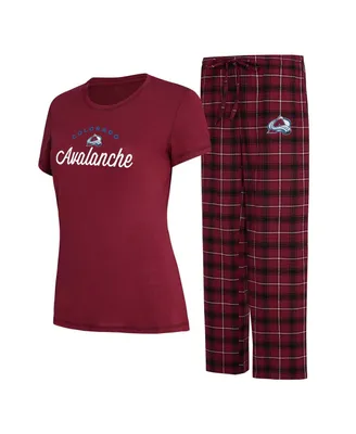 Women's Concepts Sport Burgundy, Black Colorado Avalanche Arctic T-shirt and Pajama Pants Sleep Set
