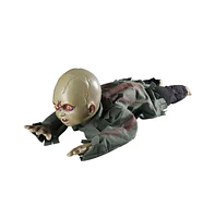 Animated Crawling Baby Zombie Scary Ghost Doll Halloween Decor Sound Sensor Flashing Eyes