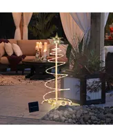 Yescom 2 Ft Led Christmas Spiral Light with Star Finial Solar Panel Outdoor Decoration