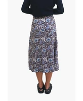 Paneros Clothing Women's Floral Printed Avery Midi Skirt in Navy