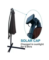 Simplie Fun 10 Ft Outdoor Patio Umbrella Solar Powered Led Lighted Sun Shade Market Waterproof 8 Ribs