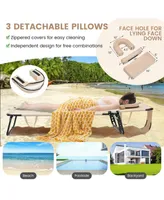 Beach Chaise Lounge Chair with Face Hole and Removable Pillow