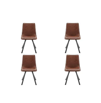 Modern Pu Leather Dining Chair with Metal Legs,Set of