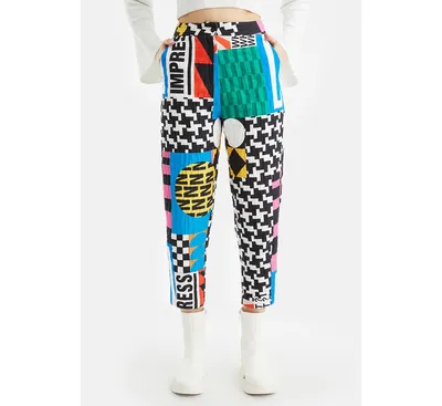 Women's High Waisted Printed Jogging Pants - Multi