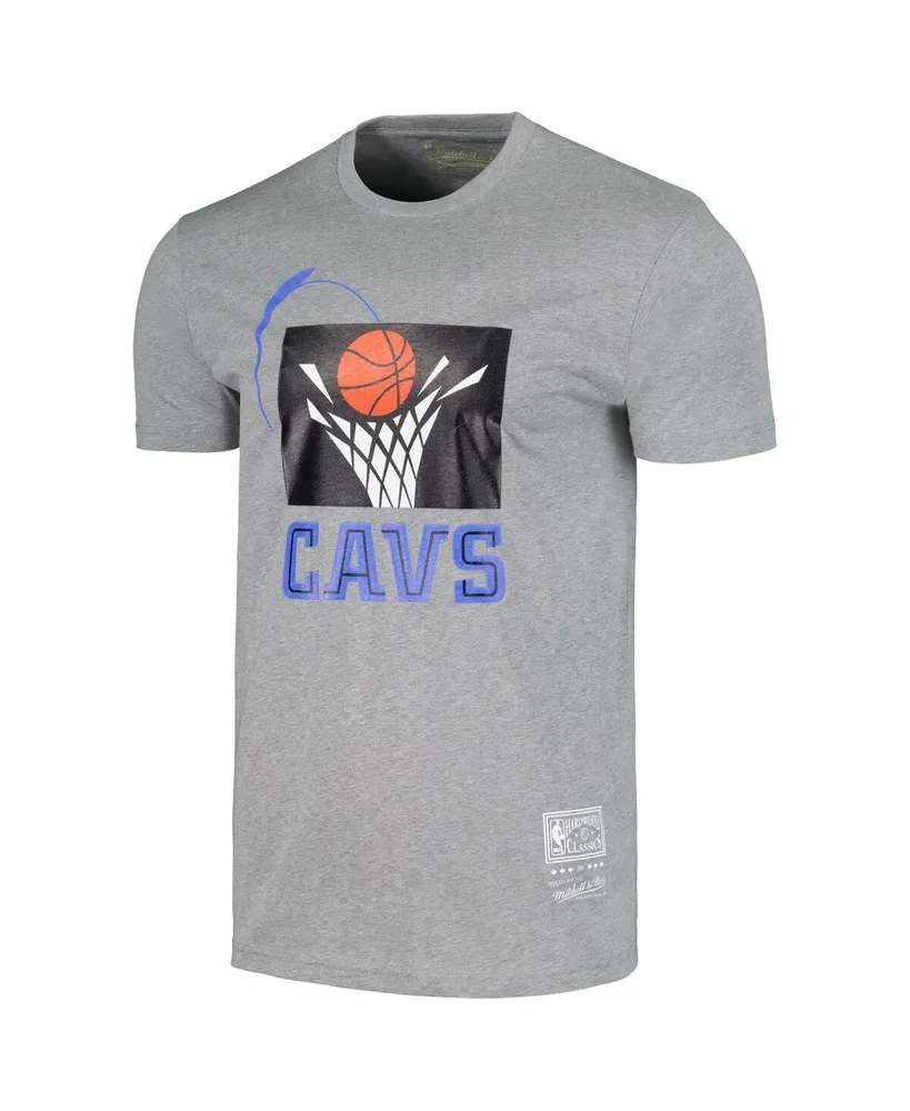 Men's and Women's Mitchell & Ness Gray Cleveland Cavaliers Hardwood Classics Mvp Throwback Logo T-shirt