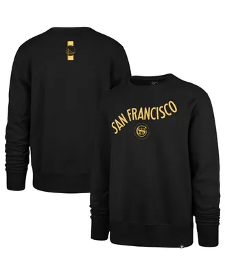 Men's '47 Brand Black Golden State Warriors 2023/24 City Edition Postgame Headline Crew Pullover Sweatshirt