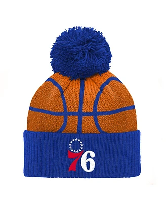 Preschool Boys and Girls Royal Philadelphia 76ers Basketball Head Cuffed Knit Hat with Pom