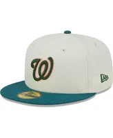 Men's New Era Cream Washington Nationals Chrome Evergreen 59FIFTY Fitted Hat