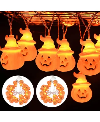 Halloween 40x Led Pumpkin String Lights Lantern Lamp Indoor Outdoor Party Decors