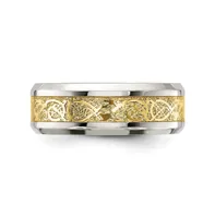 Chisel Stainless Steel Polished Yellow Ip-plated Inlay 8mm Band Ring