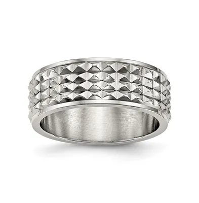 Chisel Stainless Steel Polished 8mm Studded Band Ring